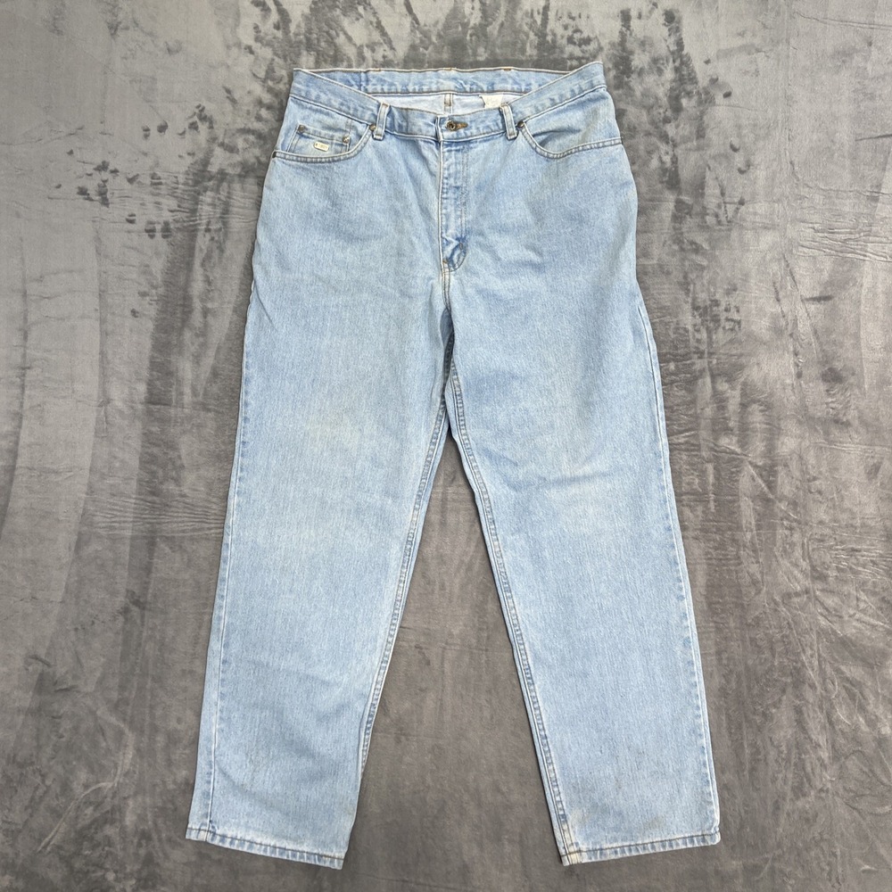 Vintage H.I.S. 90s Y2K Straight Jeans Men's Size 36x30 Light Blue Denim